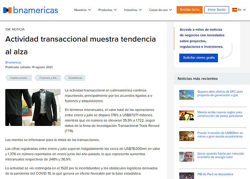 Actividad transaccional muestra tendencia al alza